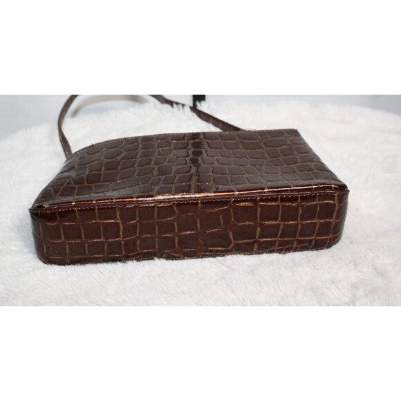 Kenneth Cole Reaction Brown/Copper Faux Alligator Print Clutch Shoulder purse - Picture 8 of 16